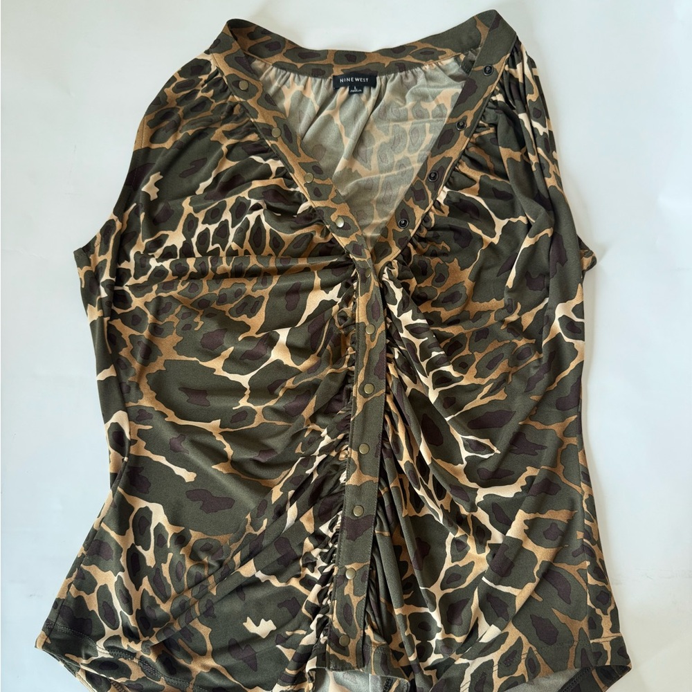 Nine West Cheetah Print Sleeveless Blouse